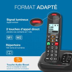 ALCATEL XL685 Voice Duo - Téléphone Fixe sans Fil DECT Senior Format XL avec Répondeur - Écran Haute Lisibilité - Grandes Touche