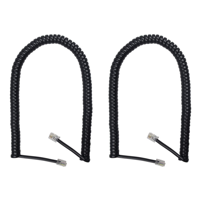 Duttek Cordon Telephone, Cable Telephone Fixe Noir, Câble pour combiné de téléphone, Câble spiralé RJ9 de 1 à 3 m de Long déroul