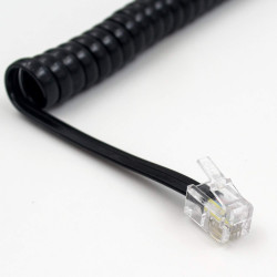Duttek Cordon Telephone, Cable Telephone Fixe Noir, Câble pour combiné de téléphone, Câble spiralé RJ9 de 1 à 3 m de Long déroul