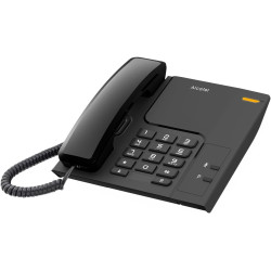 ALCATEL T26 Noir - Téléphone Fixe Filaire - Indicateur Lumineux pour Appel Entrant - Touche Rappel - Touche Mute - Sonnerie à 3 