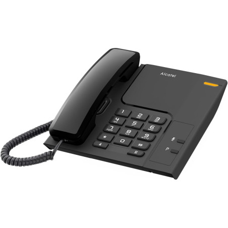 ALCATEL T26 Noir - Téléphone Fixe Filaire - Indicateur Lumineux pour Appel Entrant - Touche Rappel - Touche Mute - Sonnerie à 3 