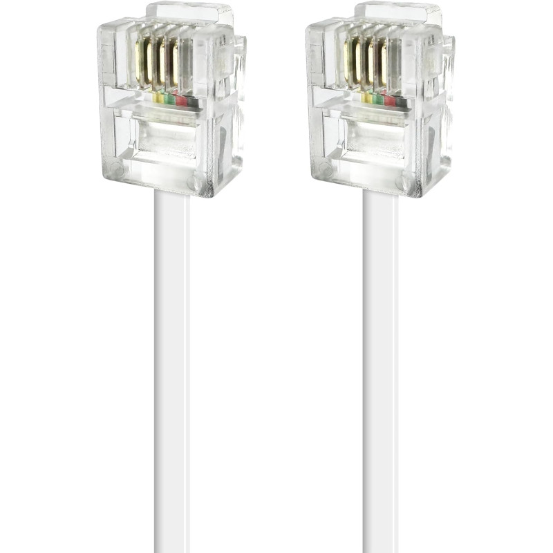 apm Câble ADSL RJ11, 10M, Cordon Téléphonique, Câble Modulaire 6P4C, Câble Plat ISDN DSL VDSL, Prise Téléphone Fixe Modem Intern
