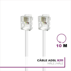 apm Câble ADSL RJ11, 10M, Cordon Téléphonique, Câble Modulaire 6P4C, Câble Plat ISDN DSL VDSL, Prise Téléphone Fixe Modem Intern