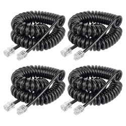 4 Pièces RJ9 Cable Telephon, Spiralé Cordon Telephone Fixe 2.5M | 4P4C PVC Combiné Telephon Câble RJ11 RJ20 Fil Téléphonique pou