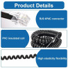 4 Pièces RJ9 Cable Telephon, Spiralé Cordon Telephone Fixe 2.5M | 4P4C PVC Combiné Telephon Câble RJ11 RJ20 Fil Téléphonique pou