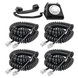 4 Pièces RJ9 Cable Telephon, Spiralé Cordon Telephone Fixe 2.5M | 4P4C PVC Combiné Telephon Câble RJ11 RJ20 Fil Téléphonique pou