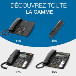 ALCATEL T78 - Téléphone Fixe Filaire - Grand Écran Alphanumérique - Mains Libres - Blocage D'Appel - Indicateur Lumineux Pour Ap