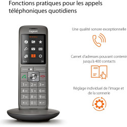 Gigaset CL660HX - Téléphone fixe sans fil - combiné supplémentaire - Gris Anthracite | Sans fil, Socle de charge, [Compatible en