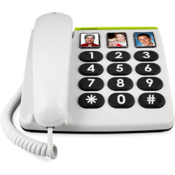 Doro PhoneEasy 331ph Téléphone Fixe pour Seniors avec GrandesTouches, Numérotation Abrégée et Compatible avec Appareils Auditifs