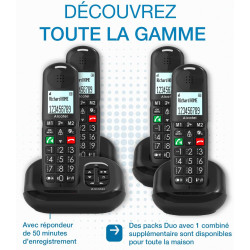 ALCATEL XL685 Duo - Téléphone Fixe sans Fil DECT Senior Format XL - Écran Graphique Haute lisibilité - Grandes Touches - Audio B