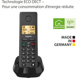 Gigaset Pure 220 téléphone DECT, Blocage d’Appel, Noir Anthracite | Sans fil, mains libres, 80 contacts, aides auditives, [Compa