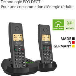 Gigaset Pure 220A Duo, téléphone DECT sans Fil, 2 combinés, répondeur | Blocage d’appel, mains libres, [Compatible en DE, IT, FR