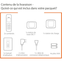 Gigaset Pure 220A Duo, téléphone DECT sans Fil, 2 combinés, répondeur | Blocage d’appel, mains libres, [Compatible en DE, IT, FR