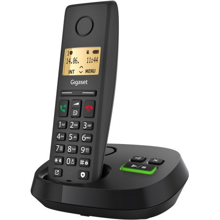 Gigaset Pure 220A téléphone DECT, répondeur, Noir Anthracite | Sans fil, blocage d’appel, mains libres, 80 contacts, [Compatible
