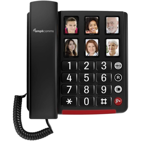 Amplicomms BigTel 40 Plus, téléphone Filaire à Grande Touche, Six Boutons de numérotation directe Photo, Audio Boost 40dB, sonne