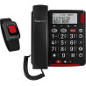 Amplicomms BigTel 50 Alarm Plus, téléphone Filaire à Gros Boutons, avec Bouton SOS et Bracelet d’Urgence, très Fort, Compatible 