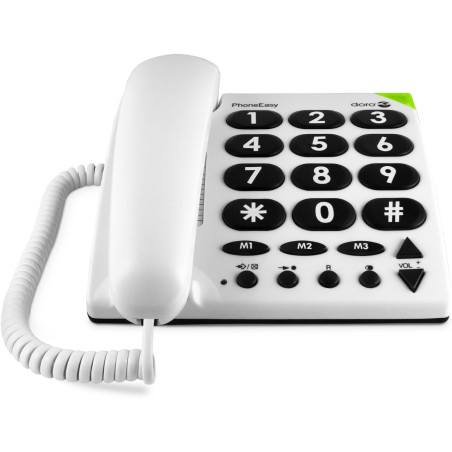 Doro PhoneEasy 311c Téléphone Filaire pour Seniors avec Grandes Touches contractées,Sonnerie Lumineuse, Numérotation Abrégée et 