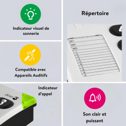 Doro PhoneEasy 311c Téléphone Filaire pour Seniors avec Grandes Touches contractées,Sonnerie Lumineuse, Numérotation Abrégée et 