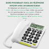 Doro PhoneEasy 312cs téléphone Filaire simplifié Larges Touches contrastées, Fonction Mains-Libres et mémoires directes (Blanc)