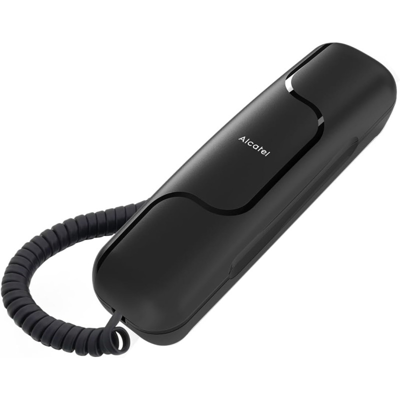 ALCATEL T06 - Téléphone Fixe Filaire - Design Ultra Compact - Fixation Murale - Touche Rappel - Noir