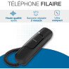 ALCATEL T06 - Téléphone Fixe Filaire - Design Ultra Compact - Fixation Murale - Touche Rappel - Noir