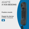 ALCATEL T06 - Téléphone Fixe Filaire - Design Ultra Compact - Fixation Murale - Touche Rappel - Noir