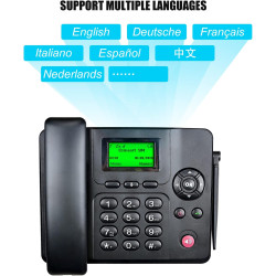 Lychee Téléphone Fixe sans Fil GSM Quadri-Bande sans Fil - Double SIM, Prise en Charge multilingue(Y Compris Le français),Grand 