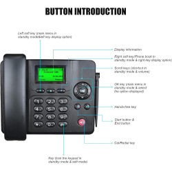 Lychee Téléphone Fixe sans Fil GSM Quadri-Bande sans Fil - Double SIM, Prise en Charge multilingue(Y Compris Le français),Grand 