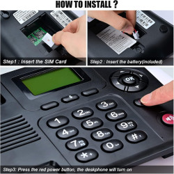 Lychee Téléphone Fixe sans Fil GSM Quadri-Bande sans Fil - Double SIM, Prise en Charge multilingue(Y Compris Le français),Grand 