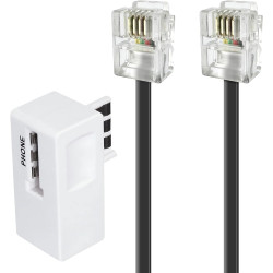 APM 570838 - doux et flexible Cordon ADSL Rj11 Mâle/Mâle de couleur Noir 5 M + Filtre Adsl Blanc - pour relier à un boîtier ou u