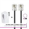 APM 570838 - doux et flexible Cordon ADSL Rj11 Mâle/Mâle de couleur Noir 5 M + Filtre Adsl Blanc - pour relier à un boîtier ou u