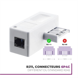 APM 570838 - doux et flexible Cordon ADSL Rj11 Mâle/Mâle de couleur Noir 5 M + Filtre Adsl Blanc - pour relier à un boîtier ou u