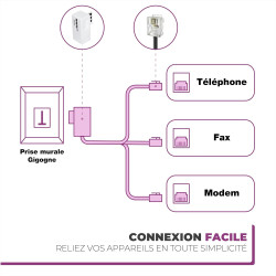 APM 570838 - doux et flexible Cordon ADSL Rj11 Mâle/Mâle de couleur Noir 5 M + Filtre Adsl Blanc - pour relier à un boîtier ou u