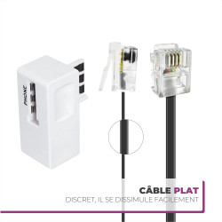 APM 570838 - doux et flexible Cordon ADSL Rj11 Mâle/Mâle de couleur Noir 5 M + Filtre Adsl Blanc - pour relier à un boîtier ou u