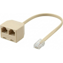 Répartiteur Téléphonique RJ11 6P4C (1 Mâle vers 2 Femelles), Adaptateur Doubleur de Prise Téléphone Fixe pour Box ADSL, Fax, Mod