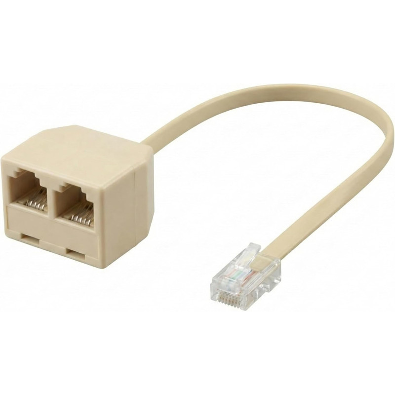 Répartiteur Téléphonique RJ11 6P4C (1 Mâle vers 2 Femelles), Adaptateur Doubleur de Prise Téléphone Fixe pour Box ADSL, Fax, Mod