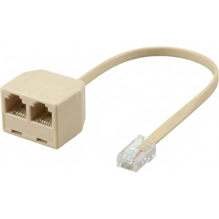 Répartiteur Téléphonique RJ11 6P4C (1 Mâle vers 2 Femelles), Adaptateur Doubleur de Prise Téléphone Fixe pour Box ADSL, Fax, Mod