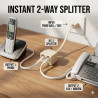 Répartiteur Téléphonique RJ11 6P4C (1 Mâle vers 2 Femelles), Adaptateur Doubleur de Prise Téléphone Fixe pour Box ADSL, Fax, Mod