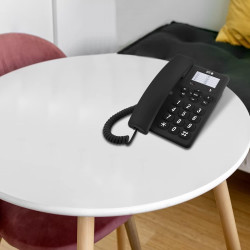 SPC Original - Téléphone Fixe Bureau/Mural, Grandes Touches, Noir | Grandes touches, simple, 3 touches de mémoire directe, sonne