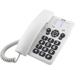SPC Original - Téléphone Fixe Bureau/Mural, Grandes Touches, Blanc | Grandes touches, simple, 3 touches de mémoire directe, sonn