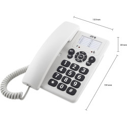 SPC Original - Téléphone Fixe Bureau/Mural, Grandes Touches, Blanc | Grandes touches, simple, 3 touches de mémoire directe, sonn