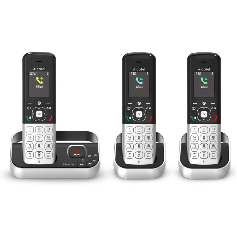 ALCATEL FX990 Voice Trio - Téléphone Fixe sans Fil DECT avec Répondeur 50 Min - Écran Graphique Couleur Haute Résolution - Mains