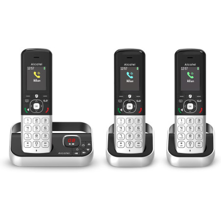 ALCATEL FX990 Voice Trio - Téléphone Fixe sans Fil DECT avec Répondeur 50 Min - Écran Graphique Couleur Haute Résolution - Mains