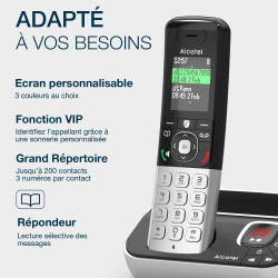 ALCATEL FX990 Voice Trio - Téléphone Fixe sans Fil DECT avec Répondeur 50 Min - Écran Graphique Couleur Haute Résolution - Mains