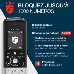 ALCATEL FX990 Voice Trio - Téléphone Fixe sans Fil DECT avec Répondeur 50 Min - Écran Graphique Couleur Haute Résolution - Mains