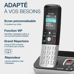 ALCATEL FX990 Voice - Téléphone Fixe sans Fil DECT avec Répondeur - Écran Graphique Couleur Haute résolution - Mains Libres - Bl