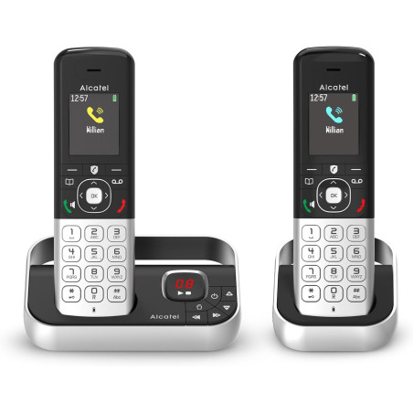 ALCATEL FX990 Voice Duo - Téléphone Fixe sans Fil DECT avec Répondeur 50 Min - Écran Graphique Couleur Haute Résolution - Mains 