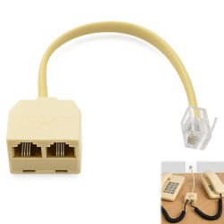 Adaptateur RJ11 avec câble, Répartiteur de téléphone RJ11, Double prise téléphonique RJ11 6P4C pour téléphone fixe et box