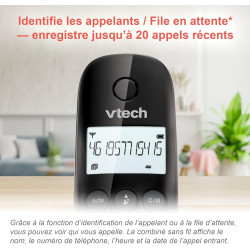 VTech CS1450 Téléphone sans Fil DECT avec répondeur Automatique, Fonction Mains Libres, Blocage d'appels, Identification de l'ap