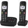 Panasonic KX-TGU132EXB Téléphone Numérique sans Fil avec Répondeur, Unité de Base et 2 Combinés, Écran LCD, Grosses Touches, App